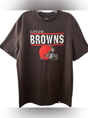 Men’s Brown Majestic Cleveland Browns Short Sleeve Tshirt Size Large